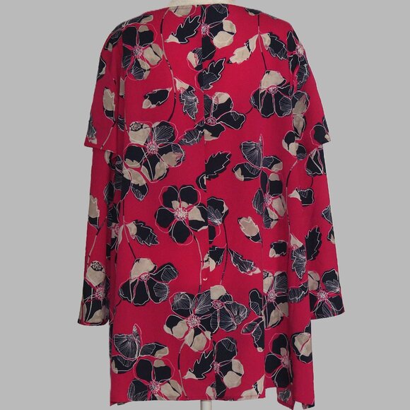 Lane Bryant Women's V-Neck Long Sleeve Pink Flowered Pullover Blouse Size 22-24 - Picture 5 of 6